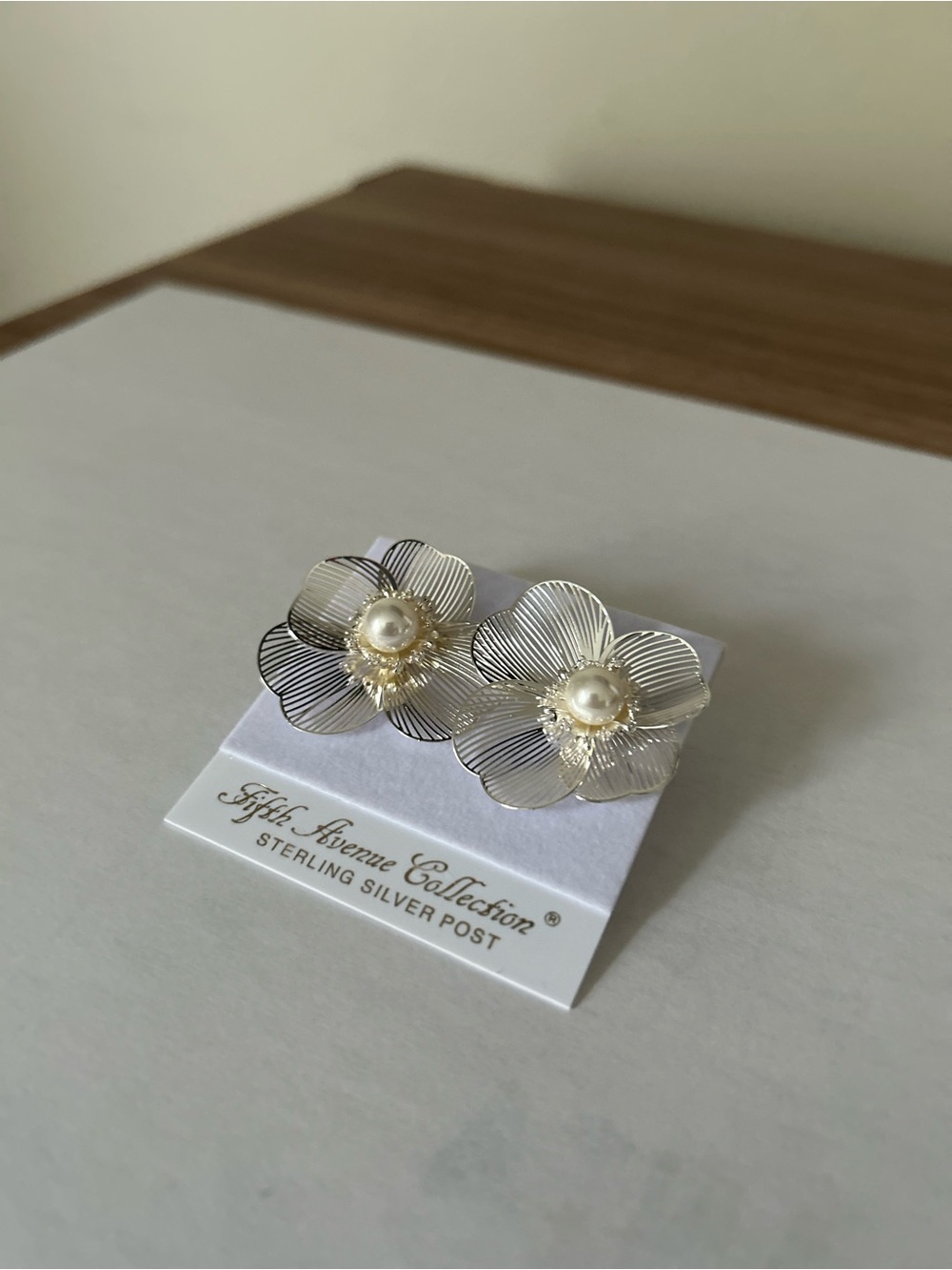 Fifth Avenue Collection Sterling Silver Flower Pearl Earrings - Silver & Pearl